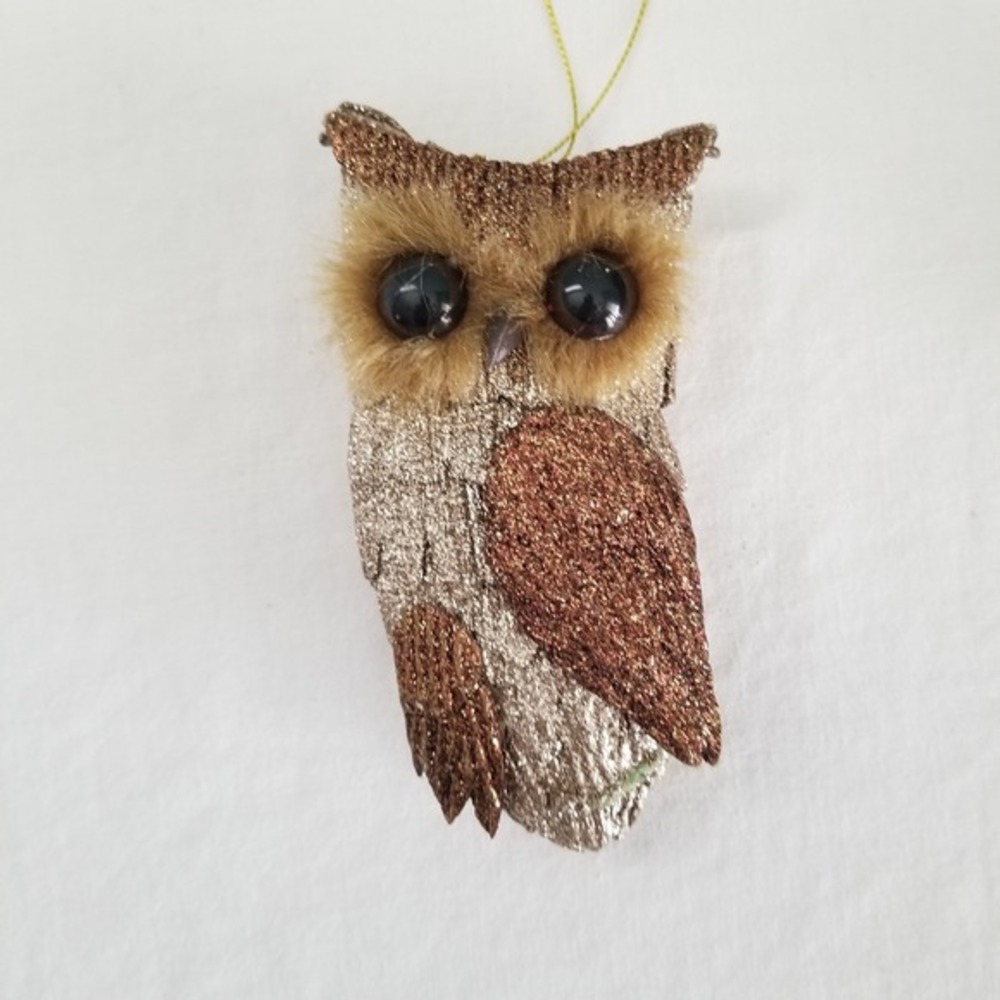 OWL Gold Brown Big Eyes Decoration